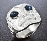 Кольцо cо звездчатыми сапфирами Серебро 925