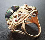 Золотое кольцо с топовым кристаллическим черным опалом Золото