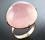 Кольцо с крупным розовым кварцем с «кошачьим глазом»