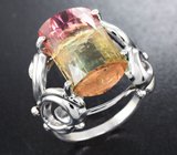 Кольцо c трехцветными турмалином