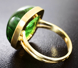 Кольцо с крупным зеленым турмалином Золото