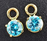 Подвески для серег с голубыми цирконами