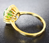 Кольцо с топовым уральским демантоидом гранатом и бриллиантами Золото