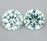 Пара чистейших пастельно-зеленых муассанитов 1,91 карата