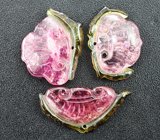 Набор из 3 резных арбузных турмалинов 23,84 карата