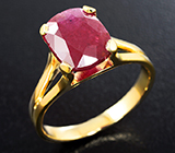 Кольцо с крупным рубином 3 карата Золото