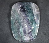 Камея «Подводный мир» из цельного флюорита 119,1 карата Серебро 925