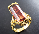 Кольцо с крупным арбузным турмалином 21,53 карата и бриллиантами Золото
