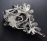 Серебряная брошь/кулон с империал топазом 18,4 карата и самоцветами Серебро 925