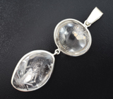 Кулон с редким кварцем с серебряным рутилом и пластинкой слюды 65,5 карата Серебро 925