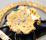 Кулон с малахитом в азурите 62,7 карата, диопсидами и бриллиантами Золото