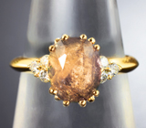 Кольцо с уральским александритом 3,12 карата и бриллиантами Золото