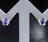 Пусеты с танзанитами 1,1 карата