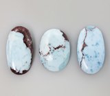 Набор из 3 кабошонов голубой казахстанской бирюзы 4,07 карата