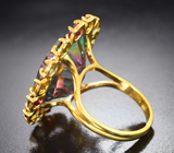 Кольцо с мистическим кварцем и разноцветными турмалинами Серебро 925