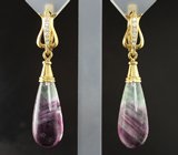 Серьги с полихромными флюоритами 37,84 карата и лейкосапфирами