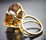 Кольцо с цитрином лазерной огранки 32,13 карата и бриллиантами 