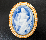 Кулон с агатовой камеей на халцедоне 20,7 карата и жемчугом