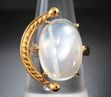 Кольцо с редким лунным камнем с рутилом 13,4 карата Серебро 925