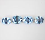 Редкий набор из 4 синих шпинелей высокой чистоты 2,19 карата