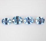 Редкий набор из 4 синих шпинелей высокой чистоты 2,19 карата