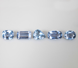 Редкий набор из 5 синих шпинелей высокой чистоты 2,72 карата