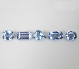 Редкий набор из 5 синих шпинелей высокой чистоты 2,72 карата