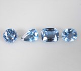 Редкий набор из 4 синих шпинелей высокой чистоты 2,02 карата