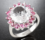 Кольцо с данбуритом высокой чистоты 5,53 карата и розовыми шпинелями