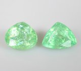 Пара мятно-зеленых цаворитов 1,48 карата