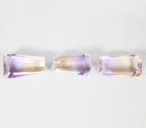 Набор из 3 контрастных аметринов высокой чистоты 15,73 карата