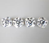 Набор из 4 бесцветных муассанитов топовой огранки 3,98 карата