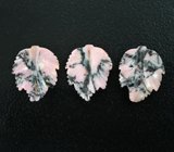 Набор из 3 резных родонитов 7,68 карата