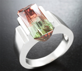 Кольцо с насыщенным арбузным турмалином 11,07 карата