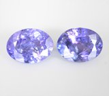 Крупная пара насыщенных танзанитов 7,34 карата