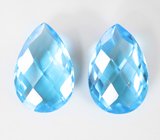 Крупная пара чистейших голубых топазов 13,65 карата