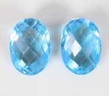 Крупная пара голубых топазов 17,27 карата