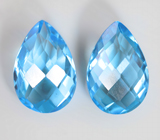 Крупная пара чистейших голубых топазов редкой огранки 14,58 карата
