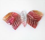 Набор из 3 резных полихромных турмалинов 9,5 карата