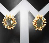 Серьги с уральскими александритами 3,69 карата и бриллиантами