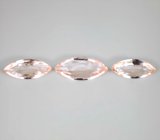 Набор из 3 морганитов высокой чистоты редкой огранки 6,9 карата