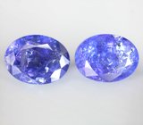 Крупная пара танзанитов 16,12 карата