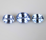 Набор из 3 редких синих шпинелей высокой чистоты 0,94 карата