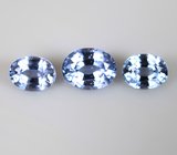 Набор из 3 редких синих шпинелей высокой чистоты 0,94 карата