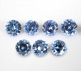 Набор из 7 редких синих шпинелей высокой чистоты 1,65 карата