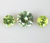 Набор из 3 уральских демантоидов 0,25 карата