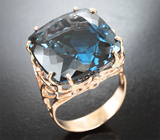 Кольцо с чистейшим синим London топазом 37,3 карата