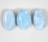 Крупный набор из 3 насыщенных забайкальских аквамаринов 24,78 карата