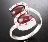 Кольцо с рубинами 6,55 карата и оранжевыми сапфирами