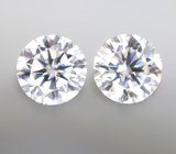 Пара бесцветных муассанитов топовой огранки 3,65 карата